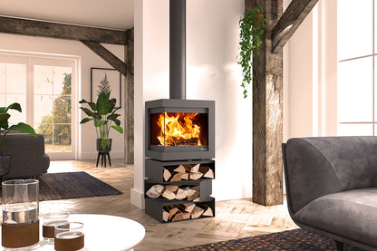 Dik Geurts Bora Corner Cubes wood burning stove, lifestyle