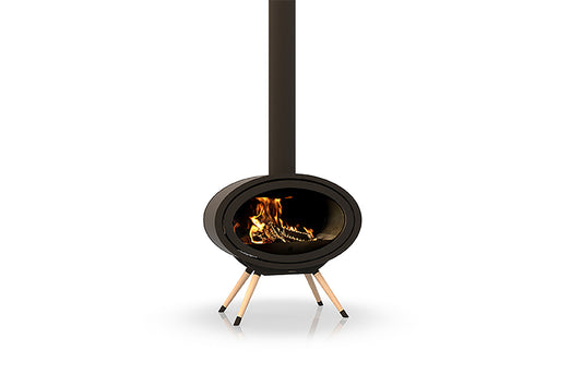 Dik Geurts Oval Front wood burning stove on legs, product shot