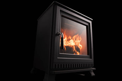 Dik Geurts Aste 5 wood burning stove detail - glass door and control